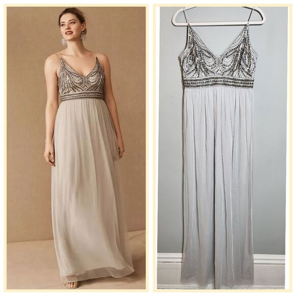 BHLDN NWOT Vilette Maxi Gown | Flowy Chiffon Lined Skirt | Size 6 | Romantic - Picture 1 of 12